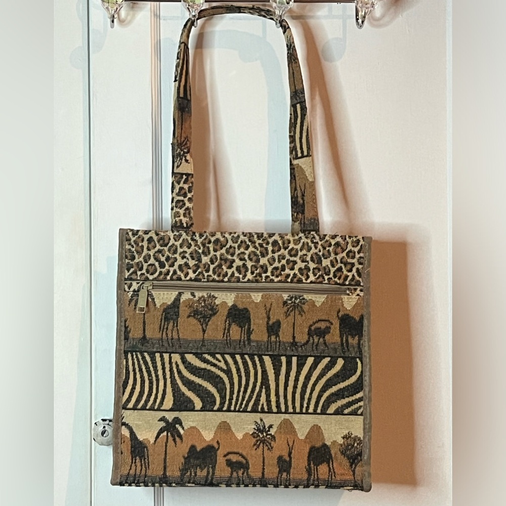 Vintage Jade African safari tapestry tote bag